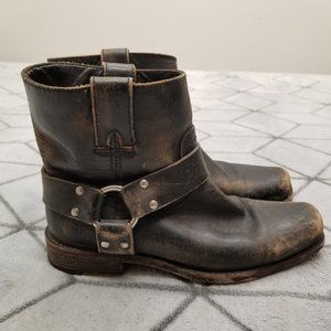 B14 FRYE Blue Harness DISTRESSED LEATHER Womens 6
